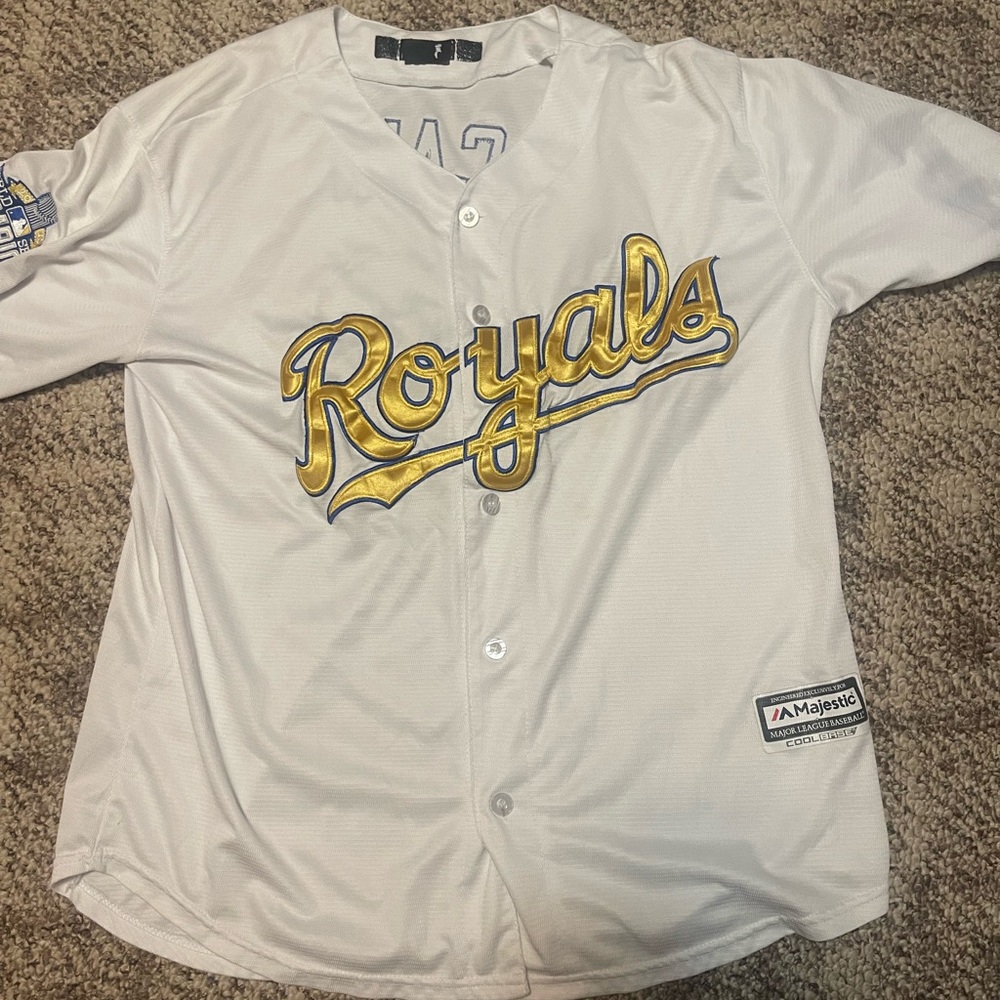 Kansas City royals white Lorenzo Cain jersey #6 World Series 2015 patch